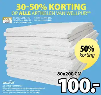 Jysk GOLD T30 TOPMATRAS 80x200cm aanbieding