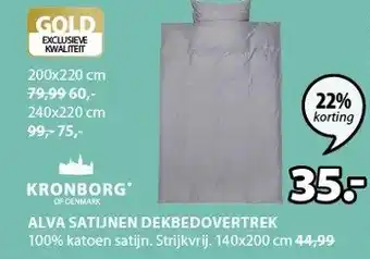 Jysk ALVA SATIJNEN DEKBEDOVERTREK 140x200cm aanbieding