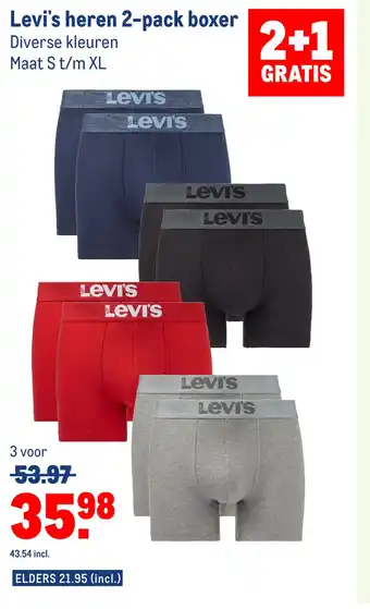 Makro Levi's heren 2-pack boxer aanbieding