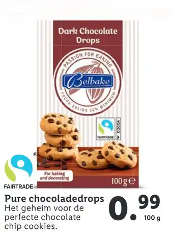 Lidl Pure chocoladedrops 100g aanbieding