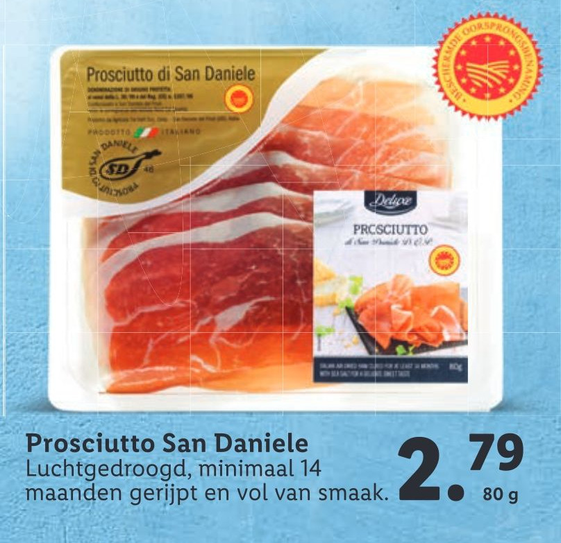 Prosciutto San Daniele 80g aanbieding bij Lidl