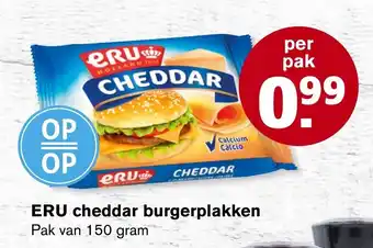 Hoogvliet ERU cheddar burgerplakken 150 gr aanbieding