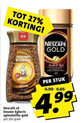 Boni Nescafé Of Douwe Egberts Oploskoffie Gold Tot 27% Korting 200g aanbieding