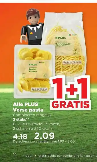 PLUS Alle Plus Verse Pasta 1+1 Gratis 250g aanbieding