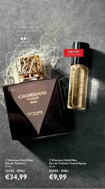 Oriflame Giordani Gold Man Eau De Toilette Of Giordani Gold Man Eau De Toilette Travel Spray aanbieding