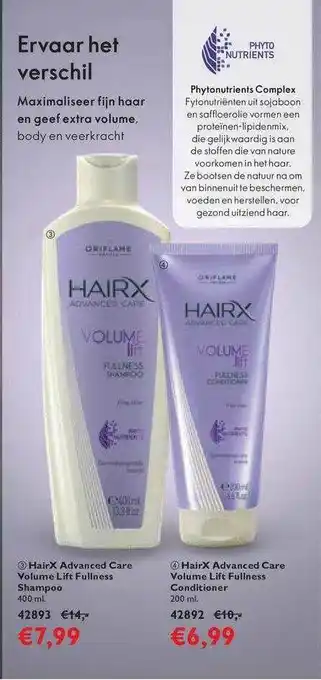 Oriflame HairX Advanced Care Volume Lift Fullness Shampoo Of HairX Advanced Care Volume Lift Fullness Conditioner aanbieding