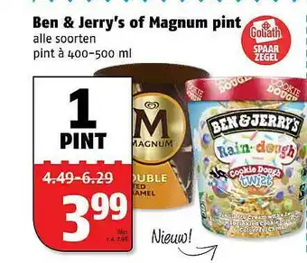 Poiesz Ben & Jerry's Of Magnum Pint aanbieding