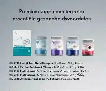 Oriflame Hair & Nail NutriComplex, Marine Calcium & Vitamin D, Multivitamin & Mineral Woman, Multivitamin & Mineral Man Of Astaxanthin aanbieding