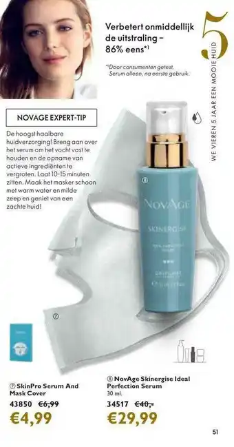 Oriflame SkinPro Serum And Mask Cover Of NovAge Skinergise Ideal Perfection Serum aanbieding