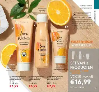 Oriflame Love Nature Energising Cleanser With Organic Apricot & Orange, Love Nature Radiance Toner With Organic Apricot & Orange Of Lo aanbieding