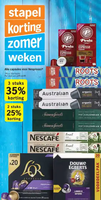 Albert Heijn Alle capsules voor Nespresso aanbieding