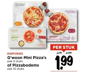 Vomar Voordeelmarkt G'woon Mini Pizza's of Pizzabodems aanbieding