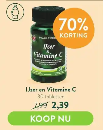 Holland & Barrett IJzer en Vitamine C 30 tabletten aanbieding