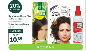 Holland & Barrett Henna Plus en Hairwonder Colour Cream 4 Brown 60 ml aanbieding