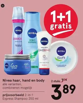 Etos Nivea haar, hand en body aanbieding