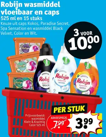 Kruidvat Robijn wasmiddel vloeibaar en caps aanbieding