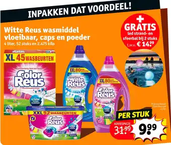 Kruidvat Witte Reus wasmiddel vloeibaar, caps en poeder aanbieding