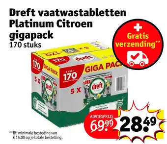 Kruidvat Dreft vaatwastabletten Platinum Citroen gigapack aanbieding