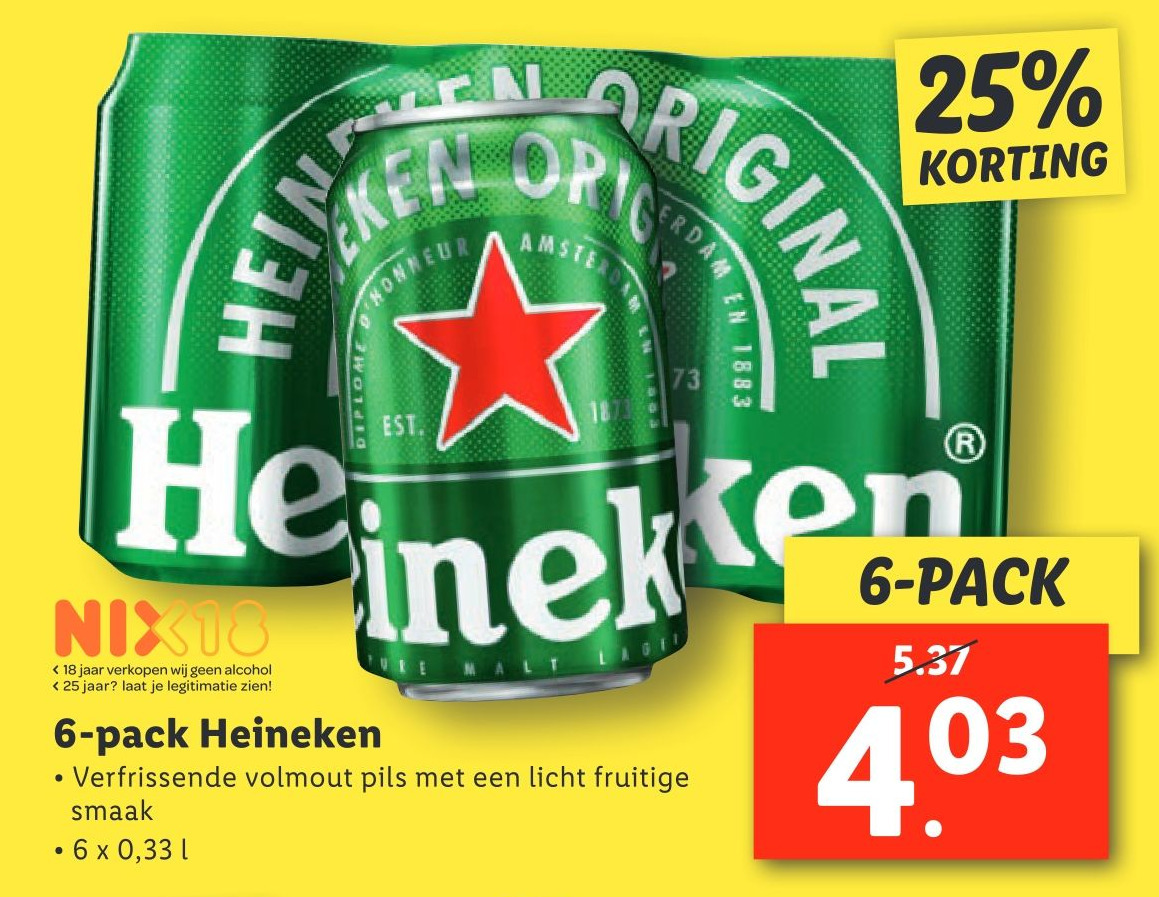 6pack Heineken aanbieding bij Lidl