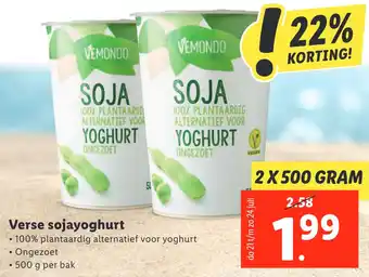 Lidl Verse sojayoghurt aanbieding