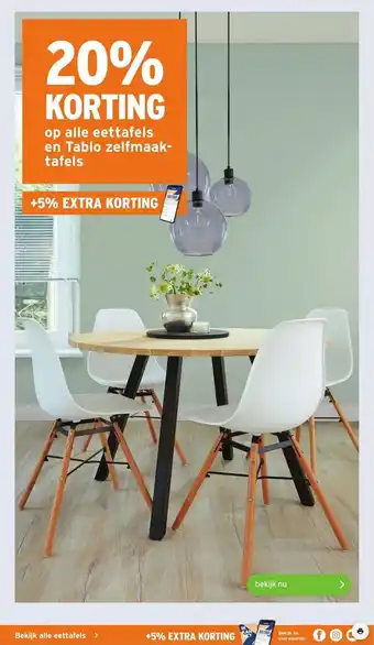 GAMMA Op alle eettafels en Tablo zelfmaaktafels 20% korting aanbieding