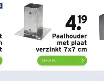 GAMMA Paalhouder met plaat verzinkt 7x7 cm aanbieding