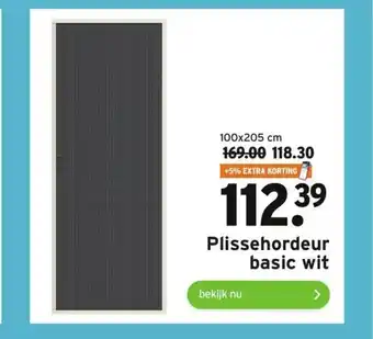 GAMMA Plissehordeur basic wit 100 x 205 cm aanbieding