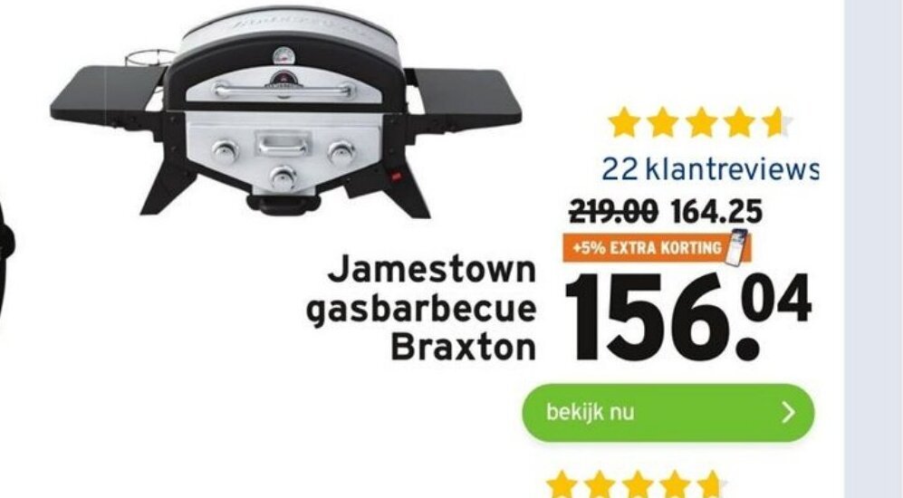 Jamestown gasbarbecue Braxton aanbieding bij GAMMA