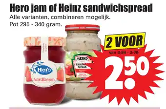 Dirk Hero jam of Heinz sandwichspread aanbieding