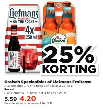 PLUS Grolsch Speciaalbier of Liefmans Fruitesse aanbieding