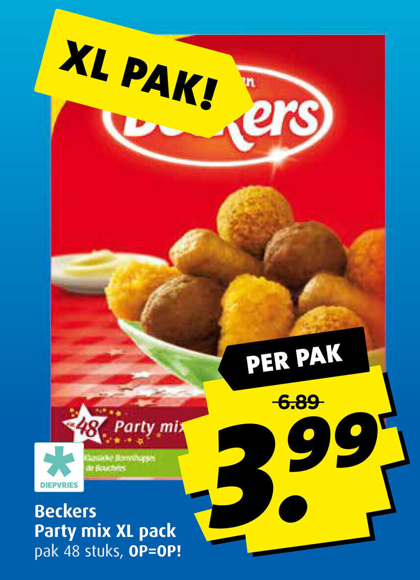 Beckers Party mix XL pack pak 48 stuks aanbieding bij Boni