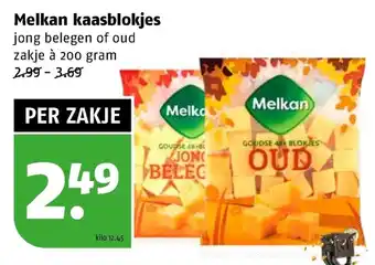 Poiesz Melkan kaasblokjes 200 gram aanbieding