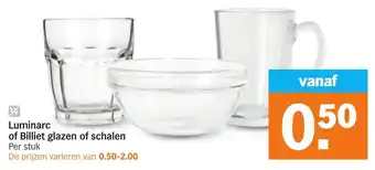 Albert Heijn Luminarc of Billiet glazen of schalen aanbieding