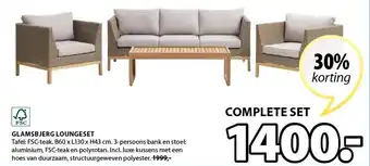 Jysk GLAMSBJERG LOUNGESET aanbieding