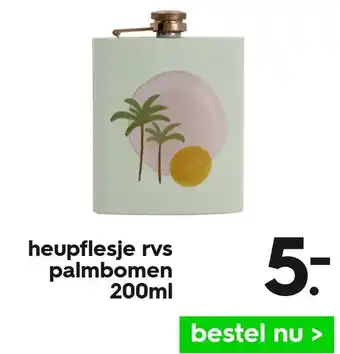 HEMA heupflesje rvs palmbomen 200ml aanbieding