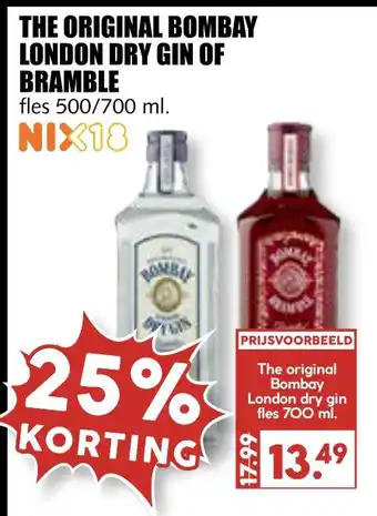 MCD Supermarkt THE ORIGINAL BOMBAY LONDON DRY GIN OF BRAMBLE 60 1300 fl aanbieding