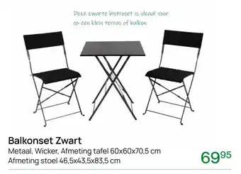 Tuinmeubelkoning Balkonset Zwart aanbieding