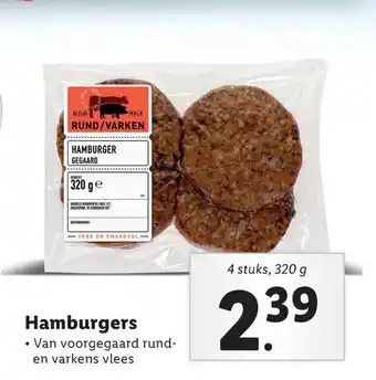 Lidl Hamburgers 4 stuks 320 g aanbieding