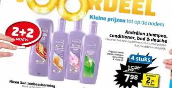 Trekpleister Andrelon shampoo, conditioner, bad & douche 4 stuks aanbieding