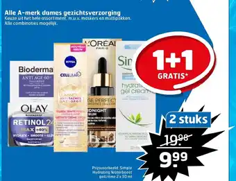 Trekpleister Alle A-merk dames gezichtsverzorging 2 stuks aanbieding