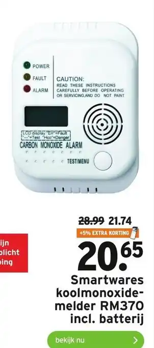 GAMMA Smartwares koolmonoxide- melder RM370 incl. batterij aanbieding