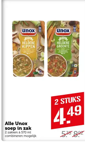 Coop Alle Unox soep in zak aanbieding