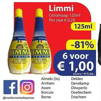 Die Grenze Limmi Citroensap 125ml 125ml aanbieding