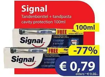 Die Grenze Signal Tandenborstel + Tandpasta Cavity Protection 100ml aanbieding