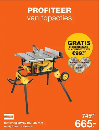BOUWMAAT DeWalt Tafelzaag DWE7492-QS Met Verrijdbaar Onderstel aanbieding