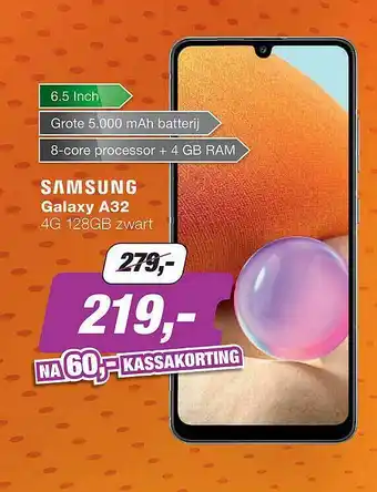 EP Samsung Galaxy A32 4G 128GB Zwart aanbieding