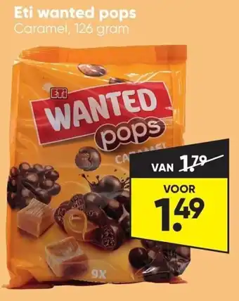 Big Bazar Eti wanted pops caramel 126 gram aanbieding