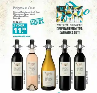 Mitra Preignes Le Vieux Cabernet Sauvignon, Syrah Rosé, Chardonnay, Syrah, Merlot Of Sauvignon Blanc aanbieding