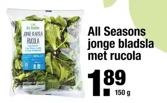 ALDI All Seasons jonge bladsla met rucola 150g aanbieding