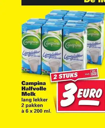 Nettorama Campina Halfvolle Melk Lang Lekker aanbieding